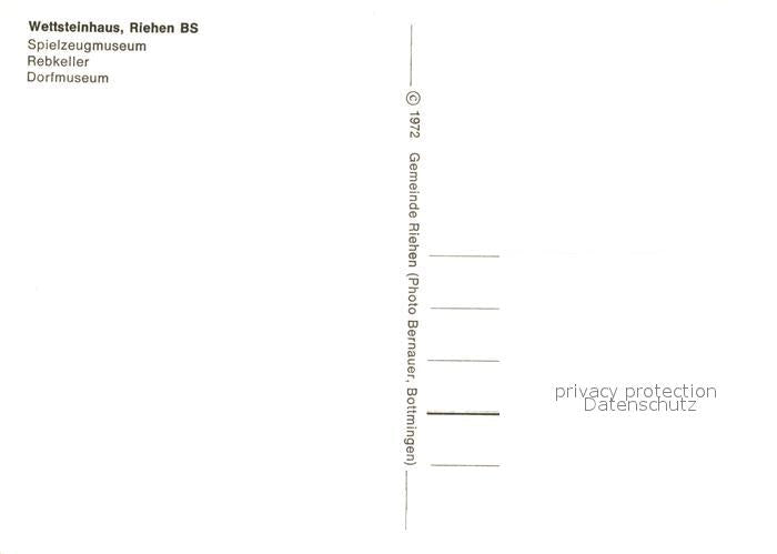 13298800 Riehen Wettsteinhaus Spielzeugmuseum Rebkeller Dorfmuseum