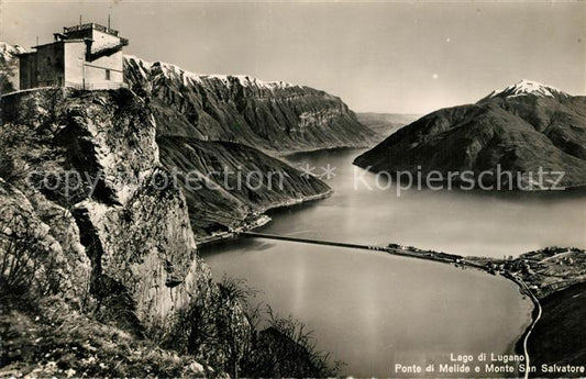 73301940 Lago di Lugano TI Ponte di Melide e Monte San Salvatore