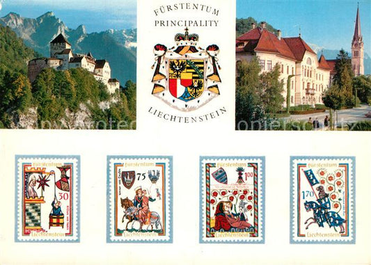 73589369 Vaduz Schloss Motiv mit Kirche Staatswappen Briefmarken