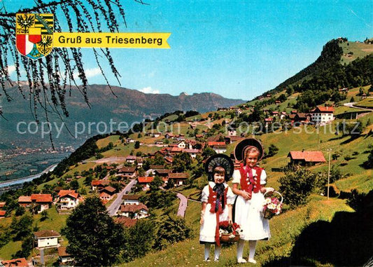 73592770 Triesenberg Panorama Trachtenmaedchen