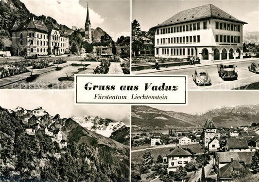 73598215 Vaduz Ortsansichten Kirche Turm Schloss Alpen