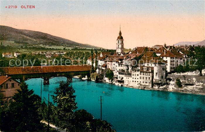 13707039 Olten SO Altstadt mit Holzbruecke ueber die Aaare