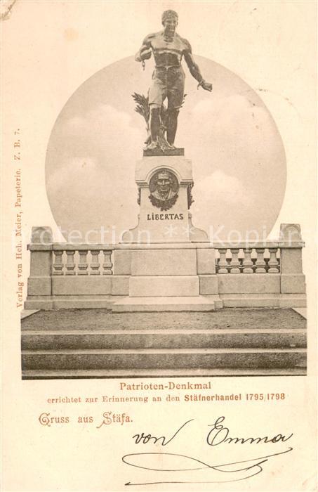 13707603 Staefa Lake Zuerich Patriots Monument Statue