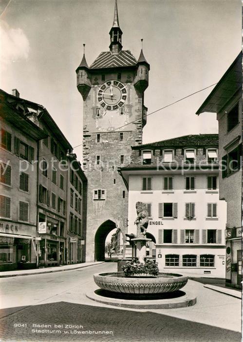 13707704 Baden  AG Stadtturm Loewenbrunnen