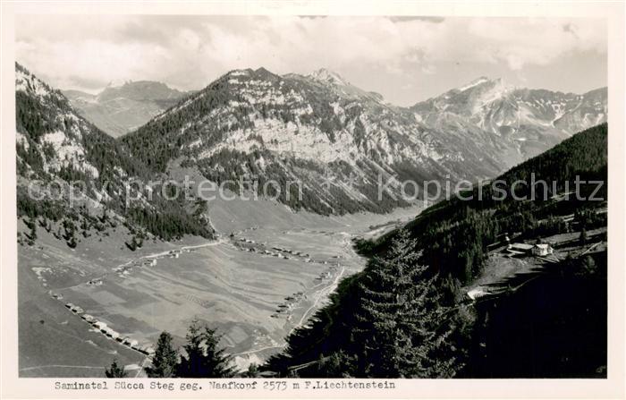 73712180 Saminatal Suecca Steg gegen Naafkopf Alpenpanorama