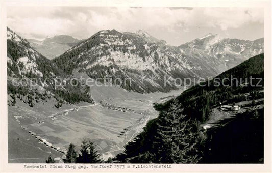 73712180 Saminatal Suecca Steg gegen Naafkopf Alpenpanorama