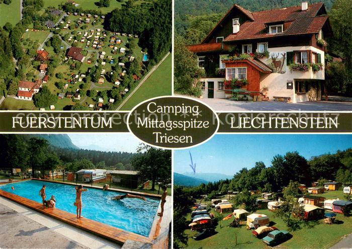 73720081 Triesen Fliegeraufnahme Camping Mittagsspitze Freibad Gasthaus