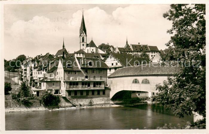 13733132 Baden  AG Teilansicht mit gedeckter Bruecke