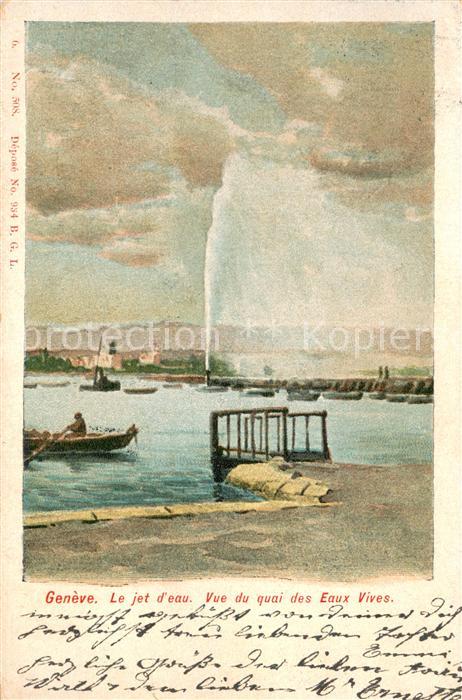 13733422 Geneve GE Le jet d'eau Vue du quai des Eaux Vives Geneve GE