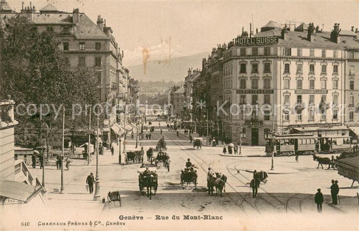 13733431 Geneve GE Rue du Mont-Blanc voitures et attelages tramway Geneve GE