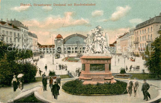 13735324 Bâle BS Strasbourg Monument avec la Gare Fédérale de Bâle BS