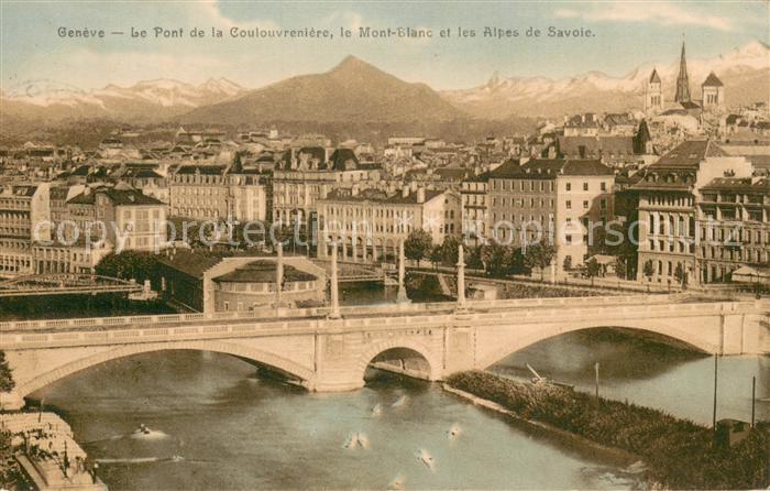 13737957 Geneve GE Le Pont de la Coulouvrenière le Mont Blanc et les Alpes de Sa