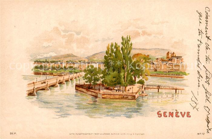 13738512 Geneve GE Panorama des Ponts des Bergues Fiche d'artiste Geneve GE