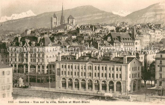 13738523 Geneve GE Vue sur la ville Salève et Mont Blanc Geneve GE