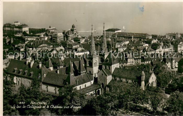 13738564 Neuchatel NE Le lac la Collegiale et le Chateau Vue aerienne