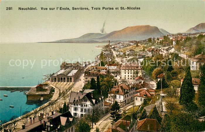 13738584 Neuchatel NE Vue sur l’Evole Serrieres Trois Portes et St Nicolas