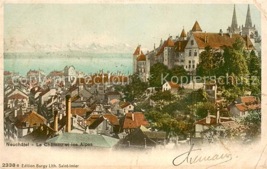 13738593 Neuchâtel NE Le Château et les Alpes Neuchâtel NE