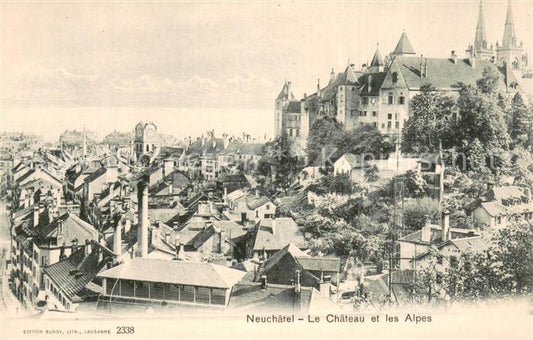 13738597 Neuchatel NE Le Chateau et les Alpes