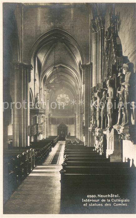 13738601 Neuchatel NE Interieur de la Collegiale et statues des Comtes