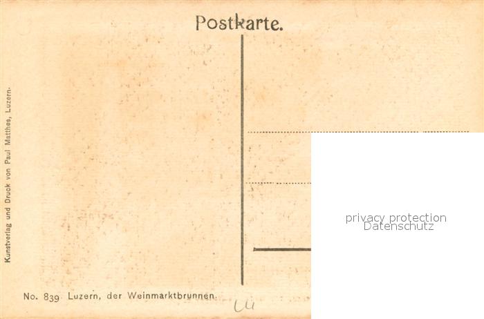 13738693 Luzern  LU Weinmarktbrunnen Zeichnung Kuenstlerkarte