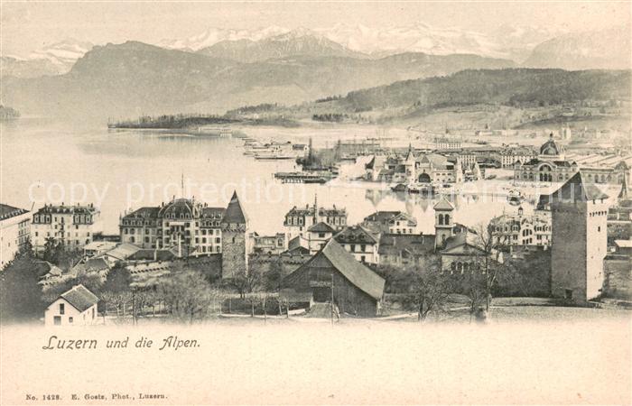 13738697 Luzern  LU Stadtpanorama mit Alpen