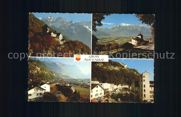 72346598 Vaduz Schloss mit Falknisgruppe Rheintal und Saentis