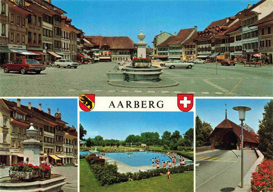 13978311 Aarberg_BE Stadtzentrum Brunnen Freibad