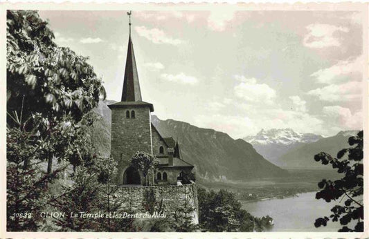 13979063 Glion__VD Le Temple et les Dents du Midi Lac Léman