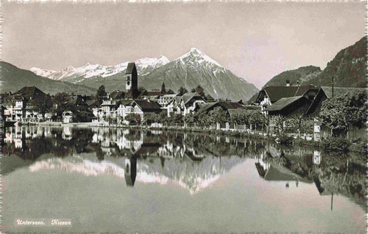 13979068 Unterseen_Interlaken_BE Ansicht vom See aus Blick gegen Niesen