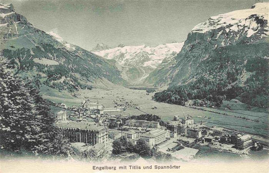 13979086 Engelberg__OW Panorama Blick gegen Titlis und Spannoerter