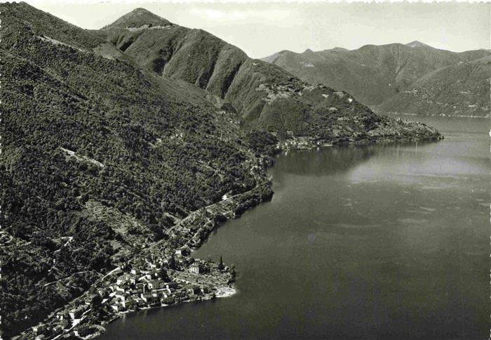 13980846 Gerra_Gambarogno_Verzasca_TI Fliegeraufnahme mit Lago Maggiore