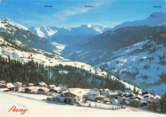 13981142 Pany-Luzein_GR Vue panoramique vers Klosters Silvrettagruppe Pischahorn