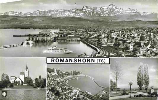 13981665 ROMANSHORN_TG Vue panoramique sur le port de l'église des Alpes Saentis Appenzeller