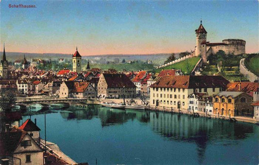 13981817 SCHAFFHAUSEN__SH Vue panoramique sur le Rhin jusqu'à la forteresse de Munot