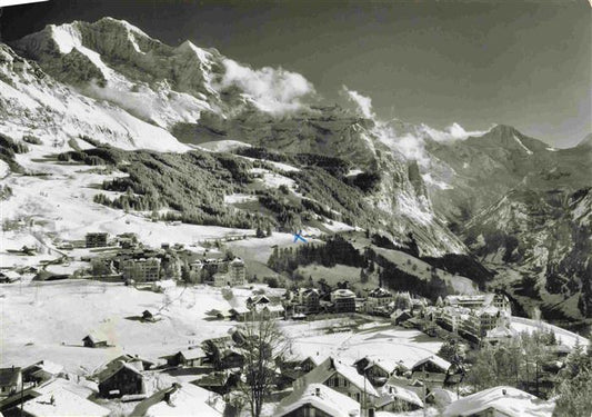 13982029 Wengen__BE Panorama hivernal avec les Alpes bernoises de la Jungfrau et du Breithorn