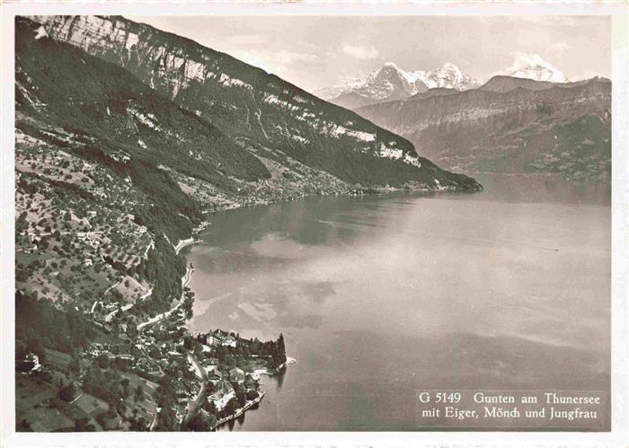 13982053 Gunten_Thunersee_BE Panorama avec l'Eiger Moench et la Jungfrau Alpes bernoises