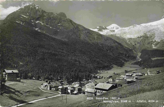 13982309 Saas-Fee_VS Vue panoramique vers Allalin Alpes valaisannes