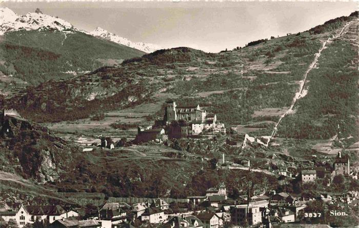 13982319 SION__Sitten_Seduno_VS Vue panoramique du château