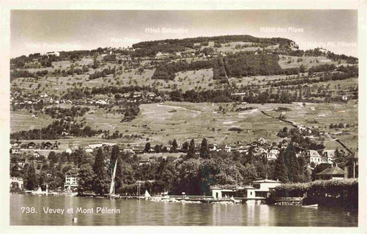 13982342 VEVEY_VD et Mont Pélerin Vue depuis le Lac Léman