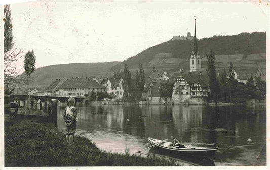 13982664 Stein_Rhein_Stein_am_Rhein_SH Bord du Rhin Vue sur la ville