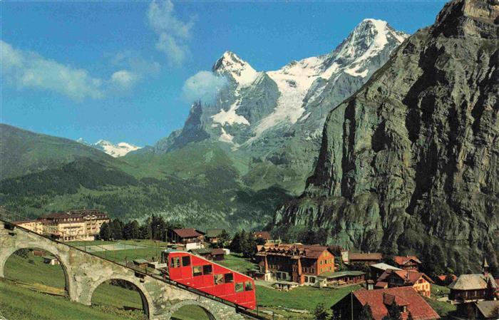 13982766 Muerren_BE Vue panoramique vers l'Eiger et Moench avec Allmendhubelbahn