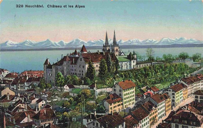 13983427 Neuchâtel_NE Château et les Alpes