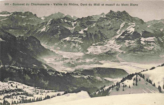 13983521 Chamossaire Vallée du Rhône Dent du Midi et massif du Mont Blanc