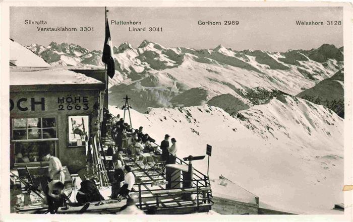 13983953 Weissfluhjoch_2663m_GR Berghaus Restaurant Weisfluhjoch Terrasse