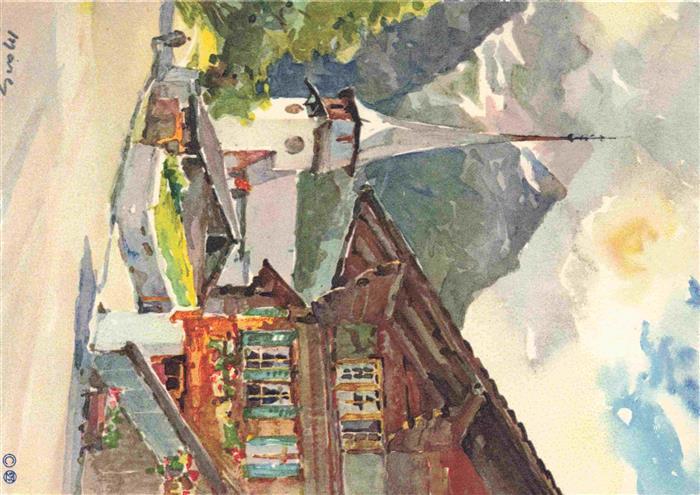 13984881 Gsteig_Saanen_BE Dorfkirche Aquarell