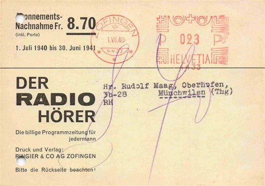 13985018 ZOFINGEN_AG journal programme Der Radio Hoerer