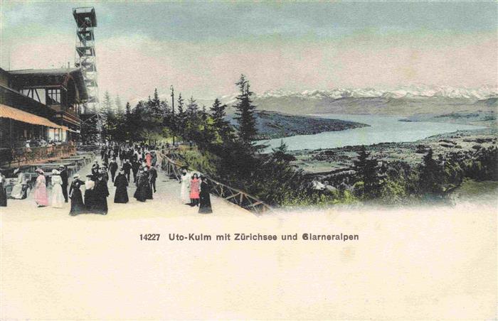 13988385 Uetliberg_uetliberg_ZH Berghaus Uto Kulm mit Zuerichsee und Glarneralpe