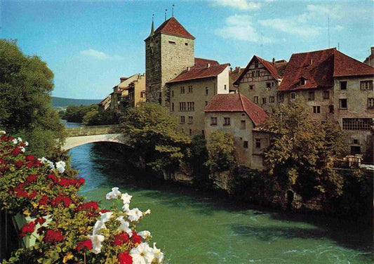 13990988 BRUGG_AG Schwarzer Turm mit Aarebruecke