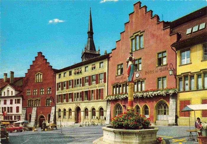 13991960 Biel_Bienne_BE Vieille ville avec hôtel de ville et fontaine