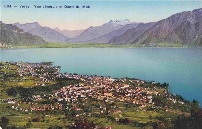 13992452 VEVEY_VD Vue générale aérienne et Dents du Midi